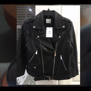Anine Bing calf leather jacket in black Sz M